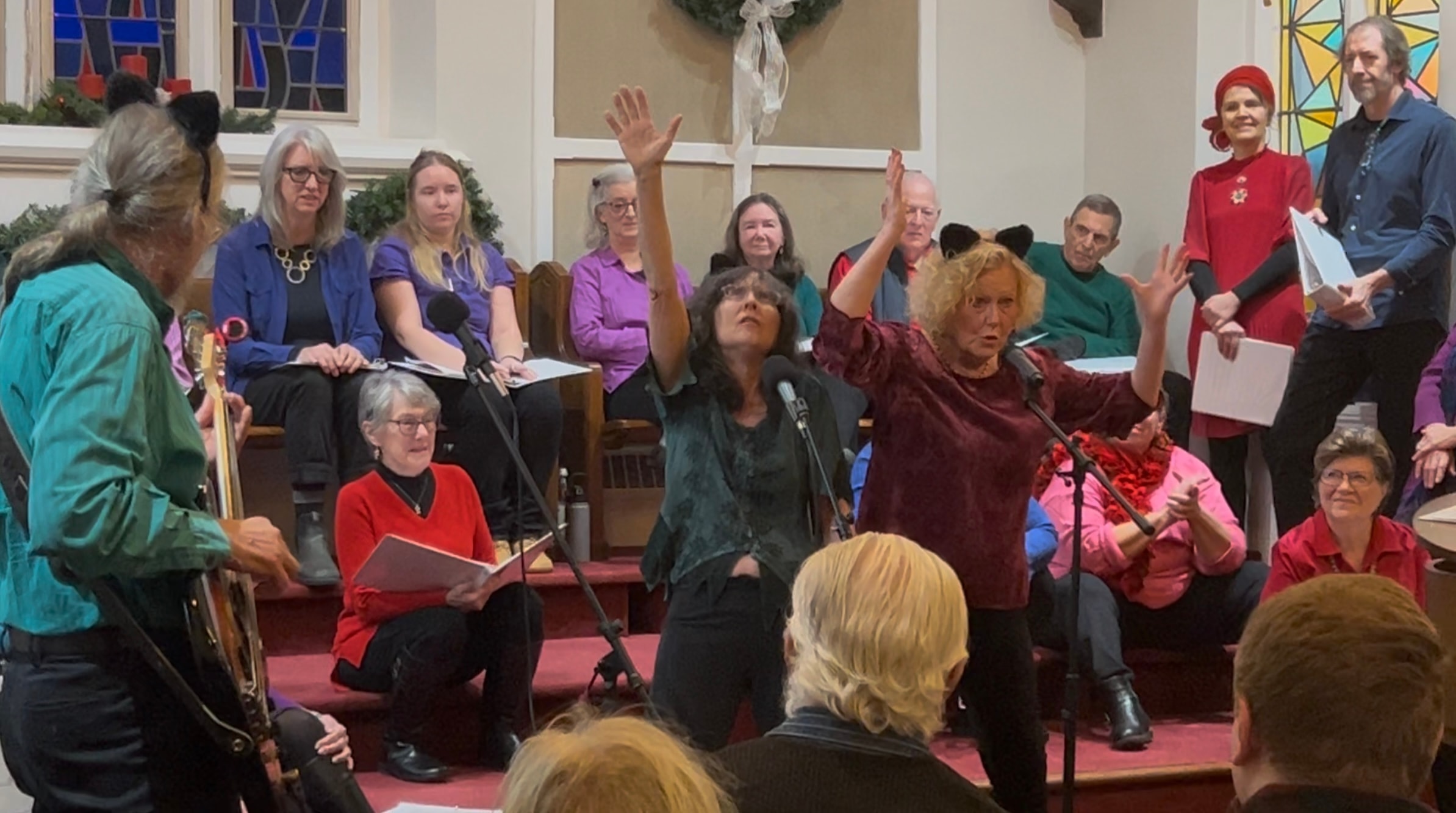 Audience singing along at concert